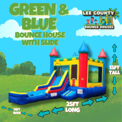 Green and Blue Bounce House / Slide Combo